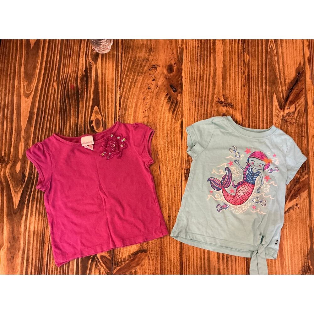 Xhilaration Nautica Girls Pink Blue Set of 2 Short Sleeve T-Shirts Youth XS/4
